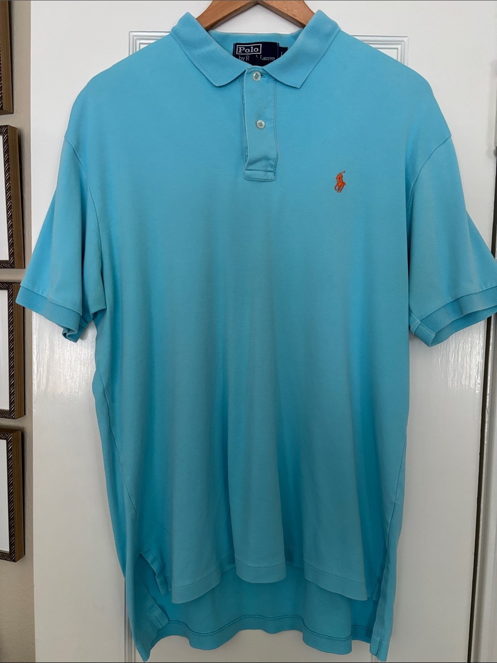 Polo by Ralph Lauren Light Blue Short-Sleeve Polo with Orange Pony